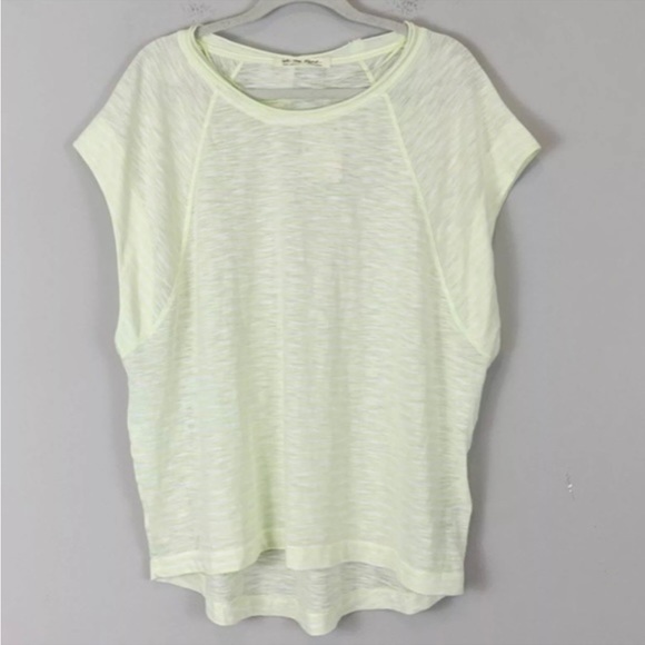 Free People We the Free Halo Stripe Tee-Shirt in Neon Lime and White Stripe - Picture 5 of 12